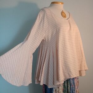 POL Candystripe Swing Top with Bell Sleeves